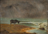 19th Century Oil On Board - Donkey On A Stormy Beach - Harrington Antiques