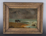 19th Century Oil On Board - Donkey On A Stormy Beach - Harrington Antiques
