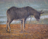 19th Century Oil On Board - Donkey On A Stormy Beach - Harrington Antiques