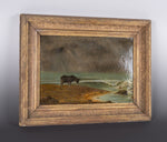 19th Century Oil On Board - Donkey On A Stormy Beach - Harrington Antiques