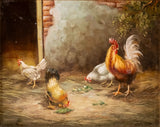 19th Century Oil on Canvas - Chickens & Roosters In Farmyard. Norwich School. - Harrington Antiques