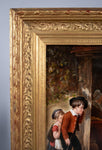 19th Century Oil On Canvas - Outside School - Harrington Antiques