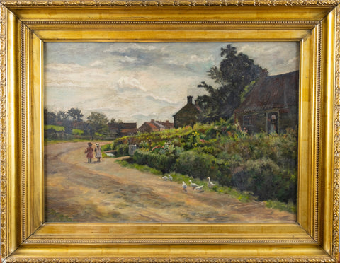 19th Century 'The Village Of Kilburn' (Lancashire) by Emily M. Prowde. Oil On Canvas. - Harrington Antiques