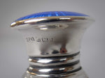 Blue Guilloche Enamel, Sterling Silver & Cut Glass Scent Bottle. H. Pidduck & Sons, Birmingham, 1929 - Harrington Antiques