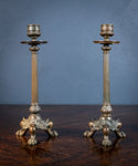 Bronze French Empire Lion Paw Candlesticks - Harrington Antiques