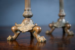 Bronze French Empire Lion Paw Candlesticks - Harrington Antiques