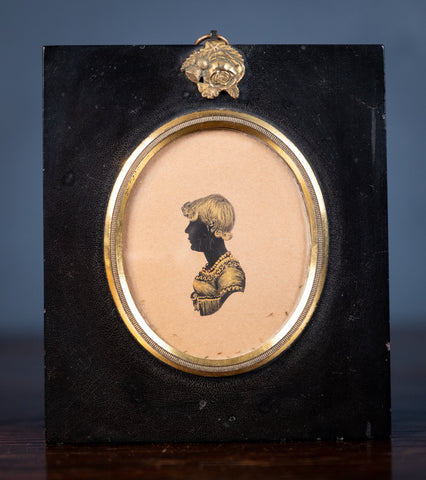 Bronzed Silhouette Portrait of 'E. Sutton Aged 9' by J. Deacon, 1816. - Harrington Antiques