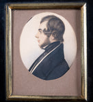 Early 19th Century Miniature Portrait of 'O. W. Berry'. Watercolour. - Harrington Antiques