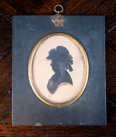 Early 19th Century Silhouette - Lady In Hat - Harrington Antiques