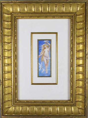Early 20th Century Miniature Of Nude Female With Doves In Gilt Frame - Harrington Antiques