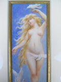 Early 20th Century Miniature Of Nude Female With Doves In Gilt Frame - Harrington Antiques