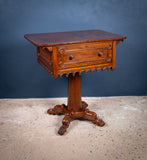 Early Victorian Gothic Revival Rosewood & Mahogany Side Table - Harrington Antiques