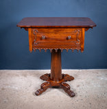 Early Victorian Gothic Revival Rosewood & Mahogany Side Table - Harrington Antiques