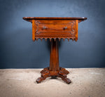 Early Victorian Gothic Revival Rosewood & Mahogany Side Table - Harrington Antiques