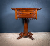 Early Victorian Gothic Revival Rosewood & Mahogany Side Table - Harrington Antiques