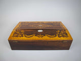 Early Victorian Rosewood & Birds Eye Maple Marquetry Writing Slope, c.1840. - Harrington Antiques