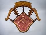 Edwardian Mahogany Inlaid Corner Chair With Musical Instrument Motif - Harrington Antiques