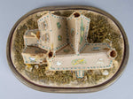 Exceptional Large Victorian Beadwork Diorama Of A House In Original Glass Dome. - Harrington Antiques