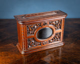 Fine Victorian Carved Walnut Glazed Letter Box - Harrington Antiques