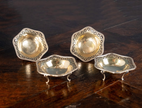 Four Silver Gilt Bon Bon Dishes by Goldsmiths & Silversmiths Co Ltd, London, 1919 - Harrington Antiques