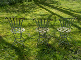 French 19th Century Wrought Iron Garden Chairs - Set of 3. - Harrington Antiques