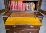 George II Walnut Featherbanded Secretaire Bookcase Desk c.1740-1760. - Harrington Antiques