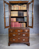 George II Walnut Featherbanded Secretaire Bookcase Desk c.1740-1760. - Harrington Antiques