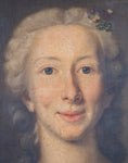 Large 18th Century Portrait Of A Young Lady In A Silk Dress - Harrington Antiques