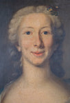 Large 18th Century Portrait Of A Young Lady In A Silk Dress - Harrington Antiques