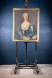 Large 18th Century Portrait Of A Young Lady In A Silk Dress - Harrington Antiques