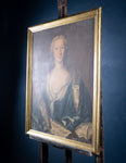 Large 18th Century Portrait Of A Young Lady In A Silk Dress - Harrington Antiques