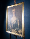 Large 18th Century Portrait Of A Young Lady In A Silk Dress - Harrington Antiques