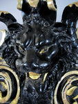 Large 19th Century French Napoleon III Black & Gold Figural Lion Mirror, c.1870 - Harrington Antiques