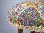 Late 19th Century Small Oak Needlework Stool With Tapered Ball Legs - Harrington Antiques