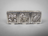 Mid 20th Century Continental Silver Plated Pill Box With Harvest Repousse - Harrington Antiques