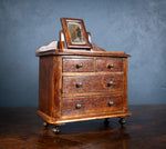 Miniature Early 19th Century Oak Chest Of Drawers With Swing Mirror - Harrington Antiques