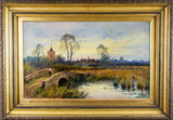 'Near Acle, Great Yarmouth' by John H. Cole. Oil On Board. - Harrington Antiques