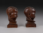 Pair 19th Century Oak Chorister / Choir Newel Post Caps - Harrington Antiques