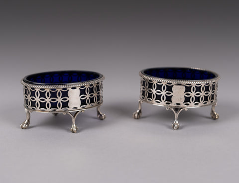Pair Of George III Sterling Silver Salts by Edward Lowe, London, 1770. - Harrington Antiques