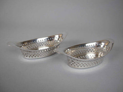 Pair of Sterling Silver Bon Bon Dishes, 1899 & 1900 by Atkin Bros, Sheffield - Harrington Antiques