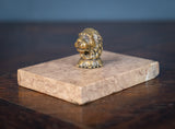 Regency Bronze Lion & Pink Marble Desk Weight - Harrington Antiques