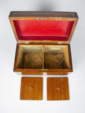 Regency George IV Mahogany & Brass Inlaid Tea Caddy With Interior Compartments. - Harrington Antiques
