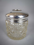 Sterling Silver & Cut Glass Hair Tidy / Dressing Table Pot. Wolfsky & Co, Birmingham, c.1921 - Harrington Antiques