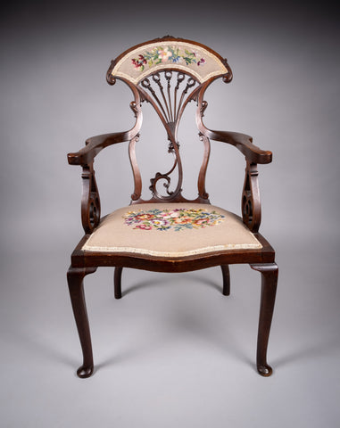 Striking Art Nouveau Mahogany Armchair, c.1890 - Harrington Antiques