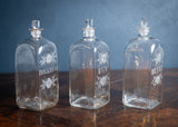 Three Georgian Hand Blown Etched Glass Decanters, c.1790 - Harrington Antiques