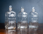 Three Georgian Hand Blown Etched Glass Decanters, c.1790 - Harrington Antiques