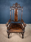 Victorian Gothic Revival Oak Throne Chair - Harrington Antiques