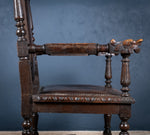 Victorian Gothic Revival Oak Throne Chair - Harrington Antiques