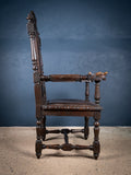 Victorian Gothic Revival Oak Throne Chair - Harrington Antiques