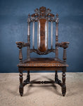 Victorian Gothic Revival Oak Throne Chair - Harrington Antiques